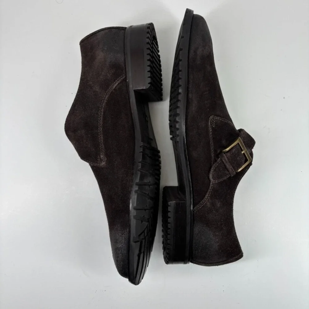 Cole Haan Air Pitney Men's US 10M Dark Brown Suede Monk Strap Dress Shoes C09806